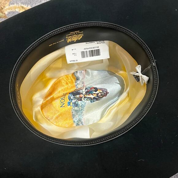 Stetson Men's 6x Fur Felt Skyline Hat Matching Self-Felt Hatband Black 7 3/4 NWT - Picture 12 of 13